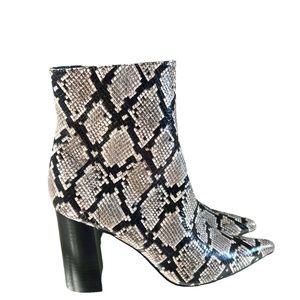 Jeffrey Campbell Raven Leather Snakeskin Heeled Ankle Boots Size 10